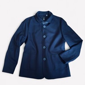 HOWE Navy Blue Minimalist Blazer - Utilitarian Vibe Buckle Detail - Men’s Small